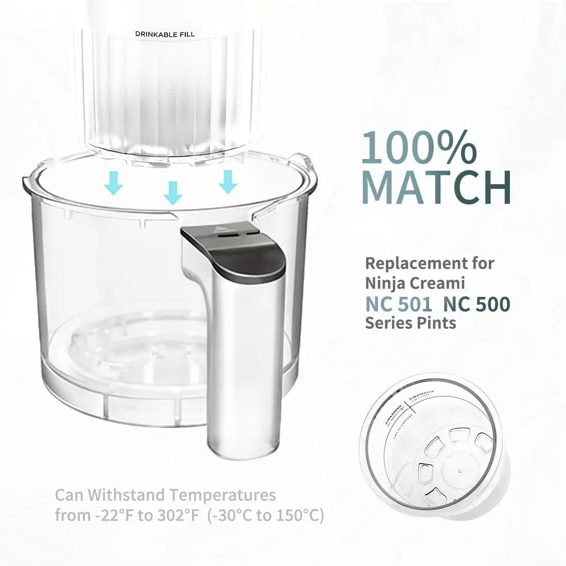 Ninja Creami Replacement Pints & Lids – 4-Pack Ice Cream Containers