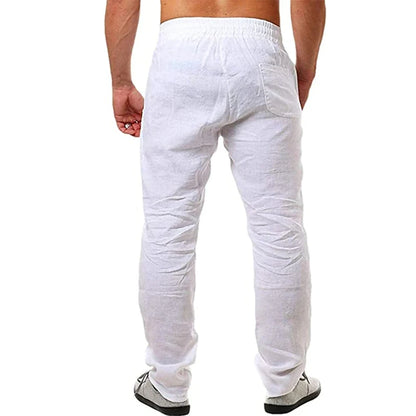 Men's Cotton Linen Drawstring Pants – Casual Streetwear Trousers