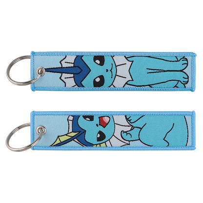 Anime Embroidered Jet Tag Keychain – Cute Cartoon Key Ring