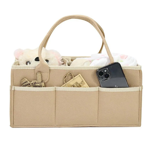 Baby Diaper Caddy Organizer – Felt Storage Basket with Dividers & Handles
