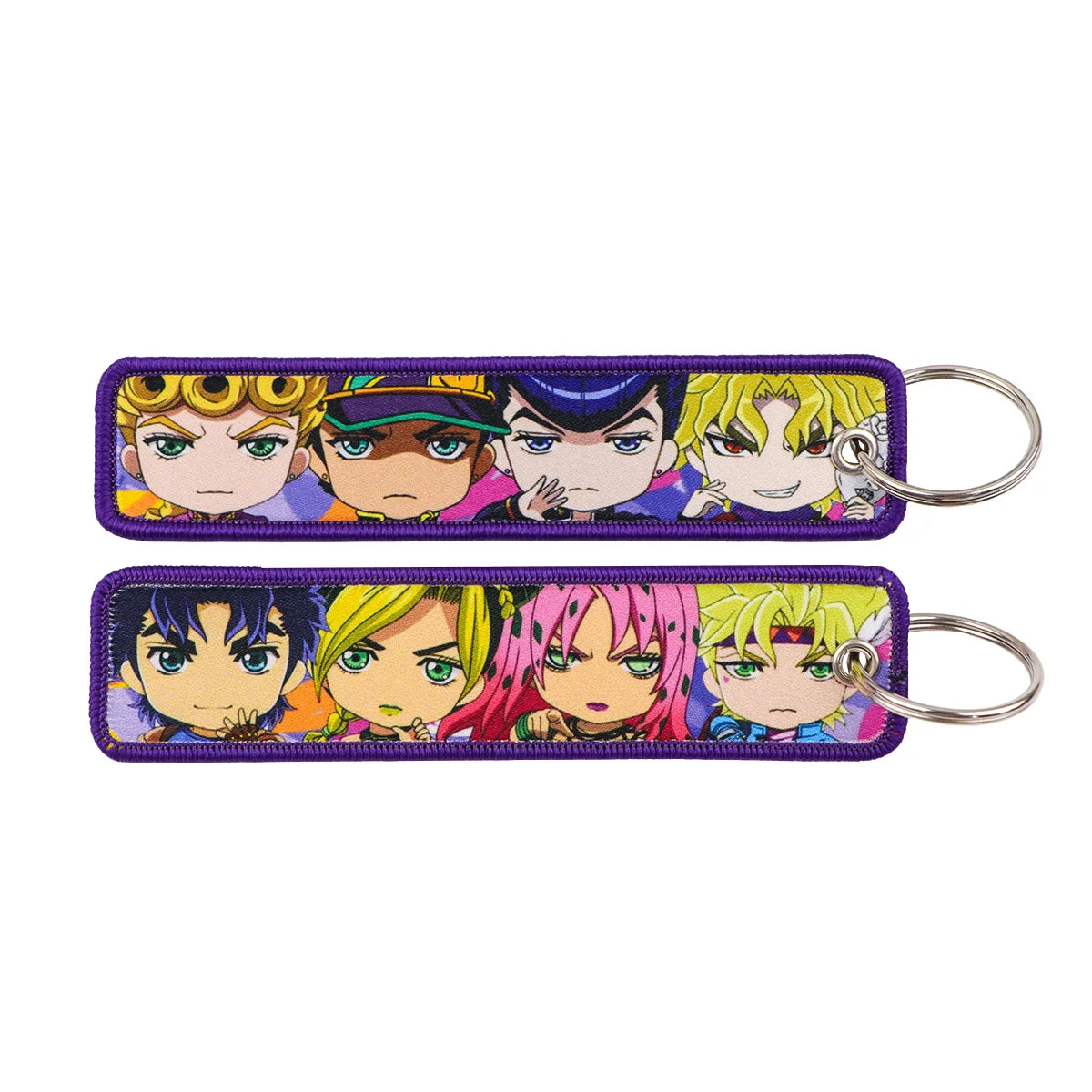 Anime Embroidery Keychain Tag – Cartoon Character Key Ring for Motorcycle, Car & Backpack