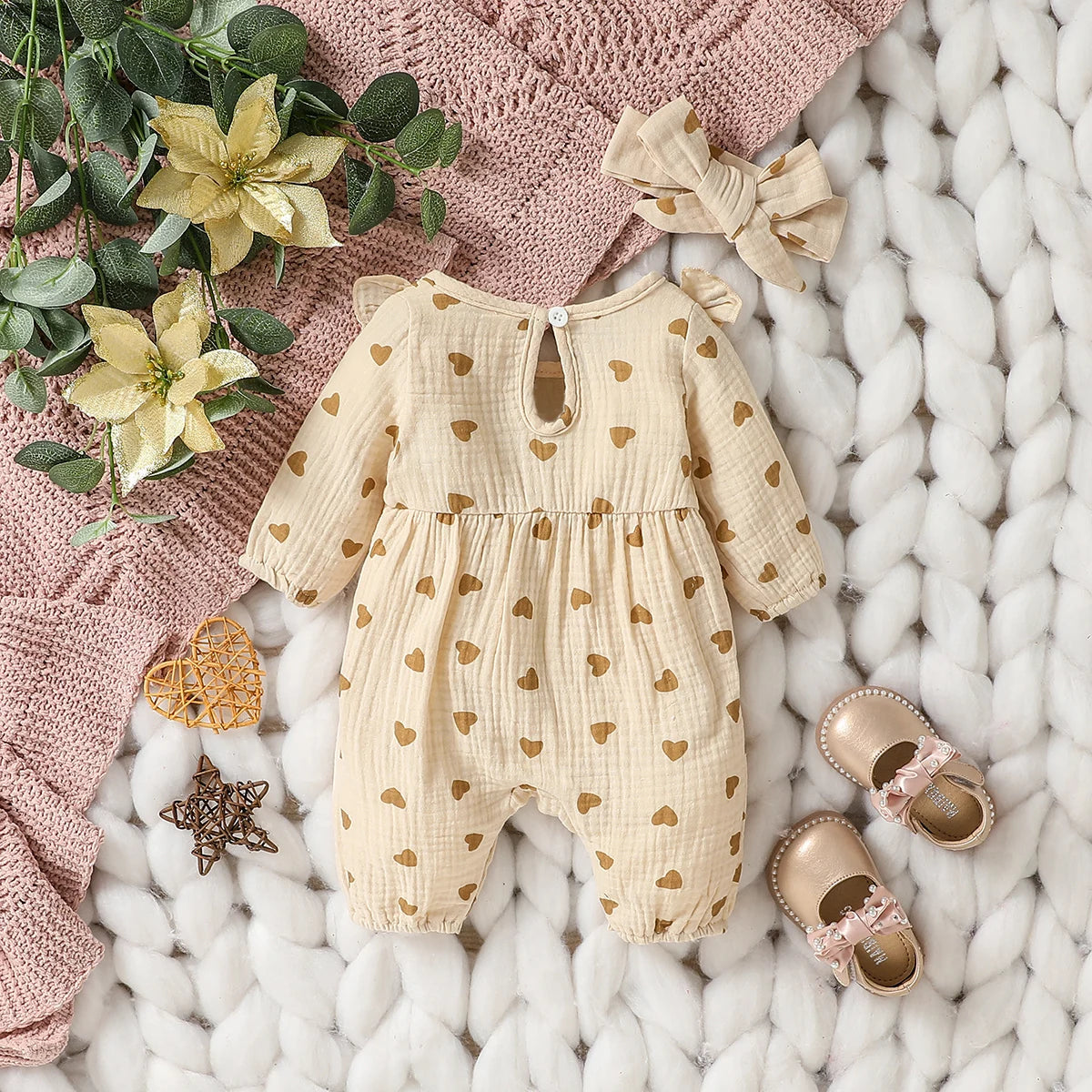 Baby Girl Leopard Print Ruffle Romper with Bow Detail