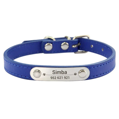 Personalized Dog Collar with Engraved ID Tag – PU Leather, Anti-Lost