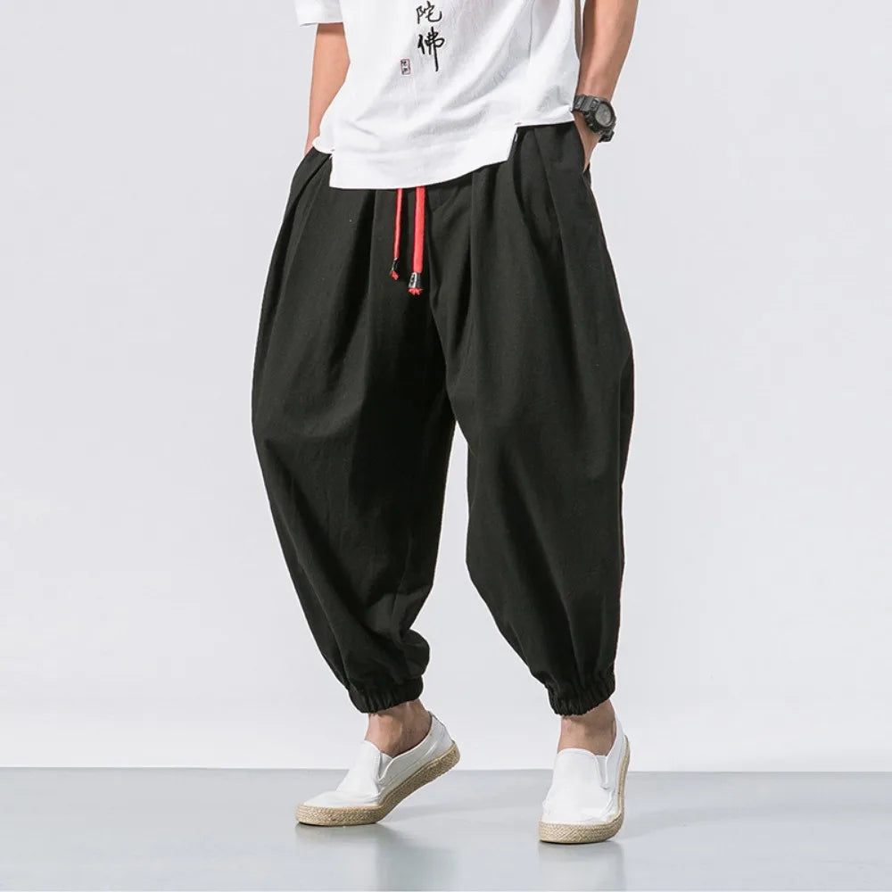 Men's Oversized Harem Pants – Loose Cotton Linen Joggers