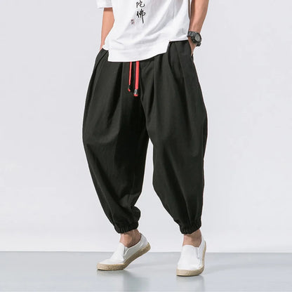 Men's Oversized Harem Pants – Loose Cotton Linen Joggers