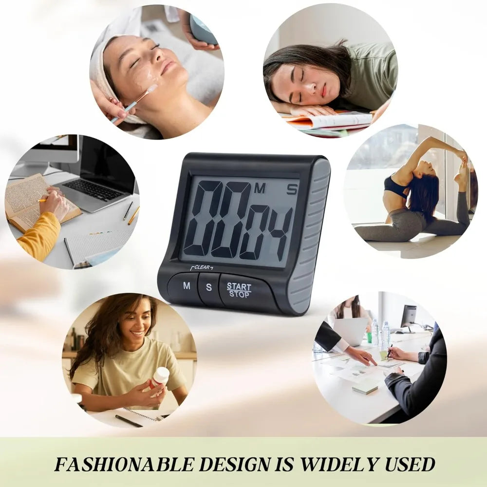 Digital Kitchen Timer with Loud Alarm & Magnetic Back – Cooking, Study & Classroom