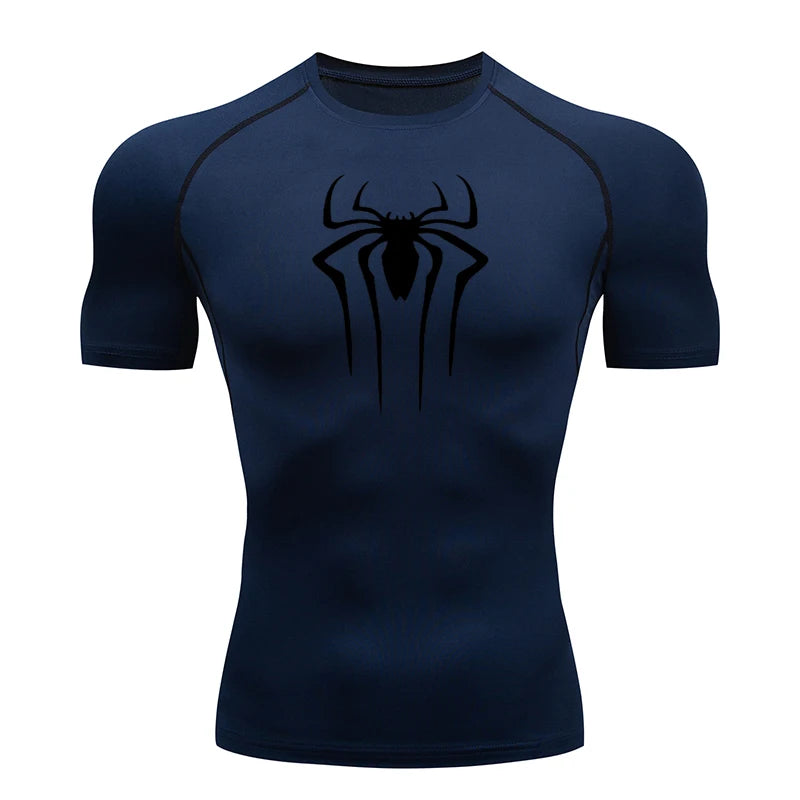 Men's Compression Short Sleeve Gym T-Shirt Spider Print
