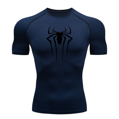 Men's Compression Short Sleeve Gym T-Shirt Spider Print
