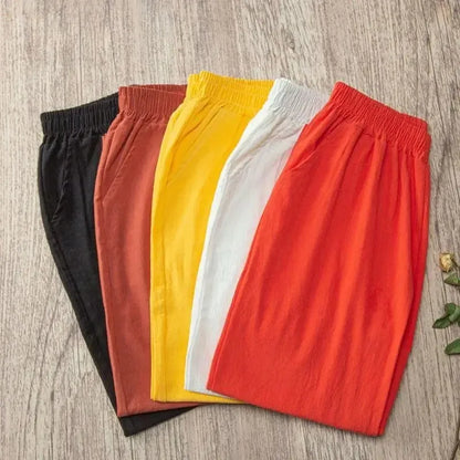 Women's Cotton Linen Harem Pants – Elastic Waist Cropped