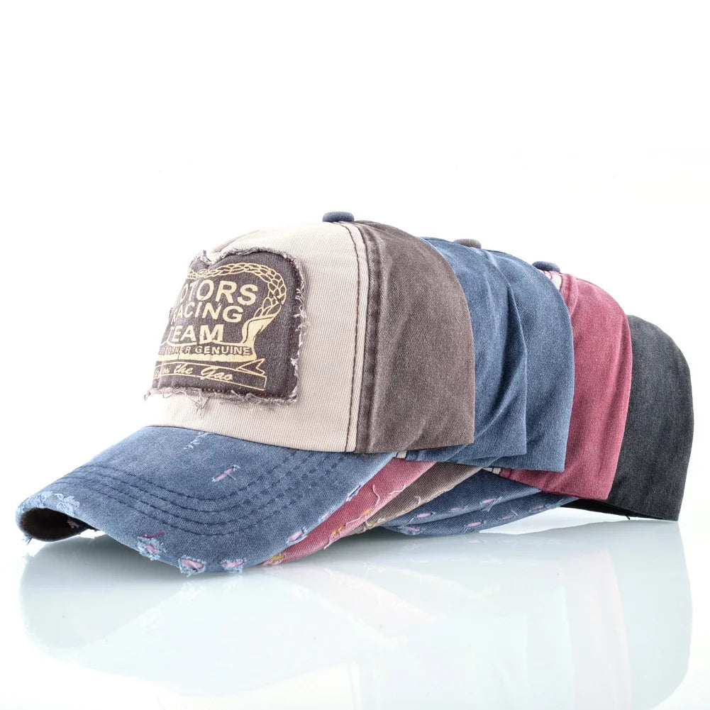 Vintage Washed Baseball Cap Letter Patch Snapback Hat Unisex
