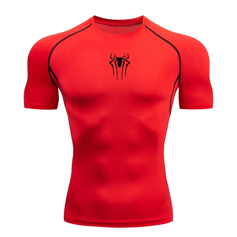 Men's Compression Short Sleeve Gym T-Shirt Spider Print