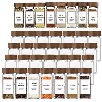 13-Piece Glass Spice Jar Set with Bamboo Lids & Rack
