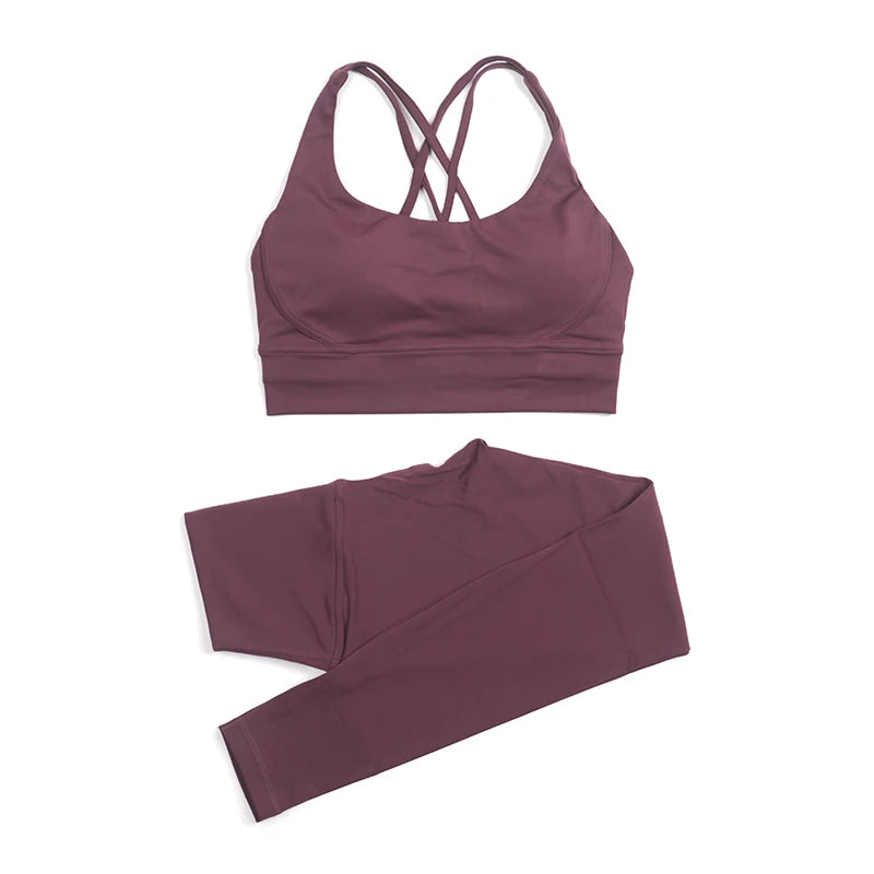 Women's 2-Piece Yoga Set – Nylon Sports Bra & High-Waist Leggings