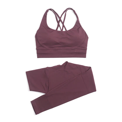 Women's 2-Piece Yoga Set – Nylon Sports Bra & High-Waist Leggings