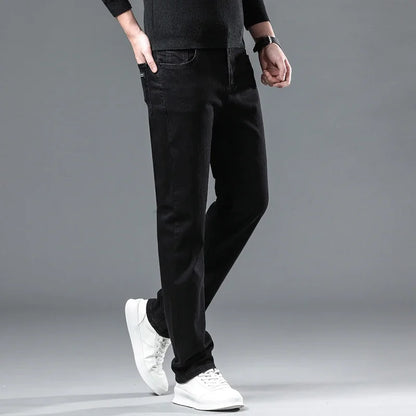Fleece-Lined Jeans Men – Warm Stretch Denim Winter Pants