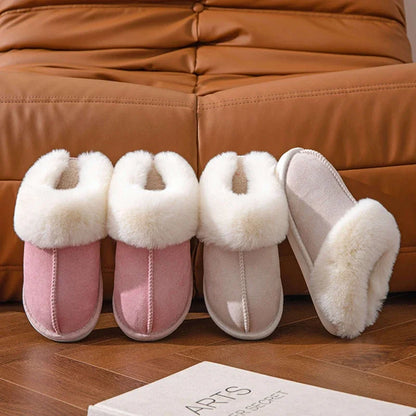 Women's Fluffy Fur Slippers – Warm Faux Suede Home Slides