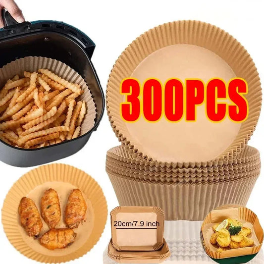Air Fryer Disposable Paper Liners – Round & Square Nonstick Baking Mats