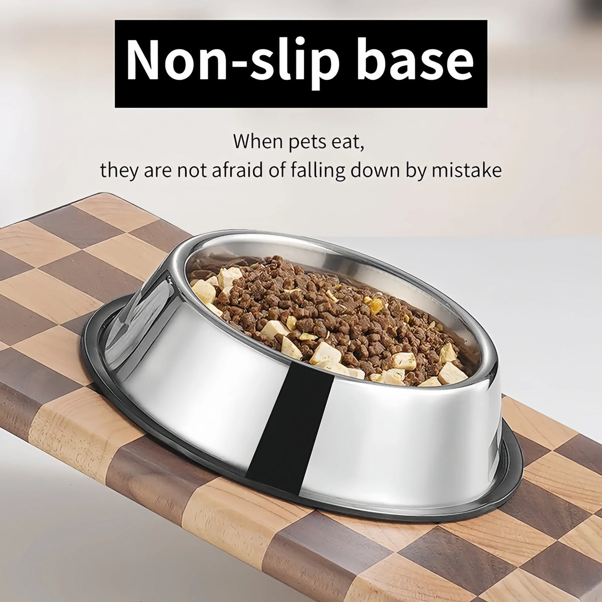 Stainless Steel Pet Bowl for Dogs & Cats – Non-Slip, 6 Sizes