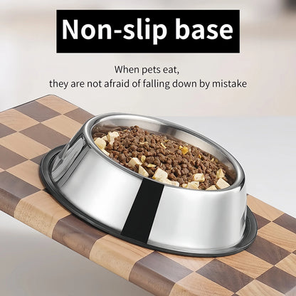 Stainless Steel Pet Bowl for Dogs & Cats – Non-Slip, 6 Sizes