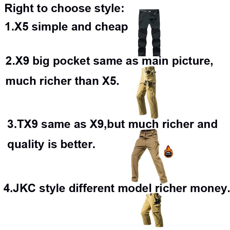 Men's Fleece Softshell Cargo Pants – Tactical Hiking Trousers