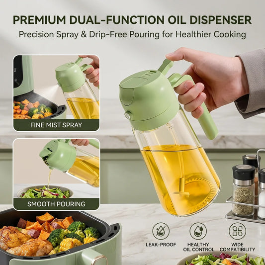 Oil Dispenser Bottle – 2-in-1 Sprayer & Pourer for Kitchen