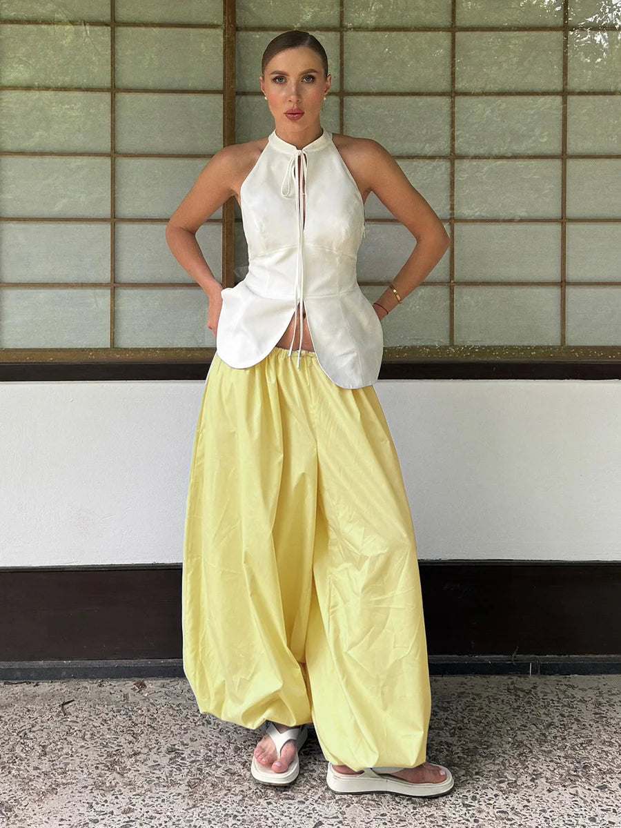 Women's Wide Leg Lantern Pants – Loose Cotton Casual Trousers