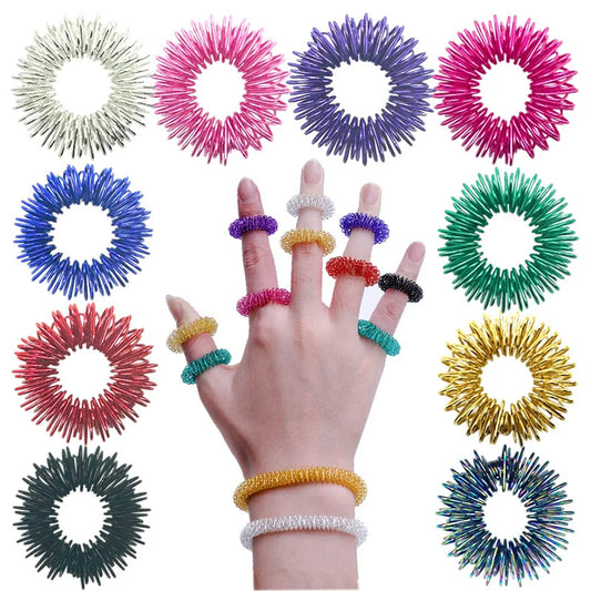 Acupressure Spiky Finger Rings – 10-Piece Fidget & Stress Relief Set