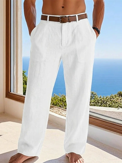 Men's Cotton Linen Pants – Loose Fit Casual Drawstring Jogger