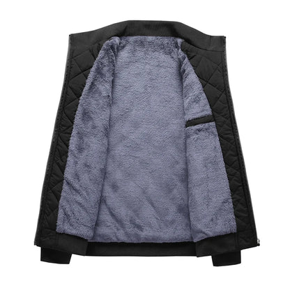 Men's Fleece-Lined Bomber Jacket – Diamond Quilted Slim Fit Winter Coat