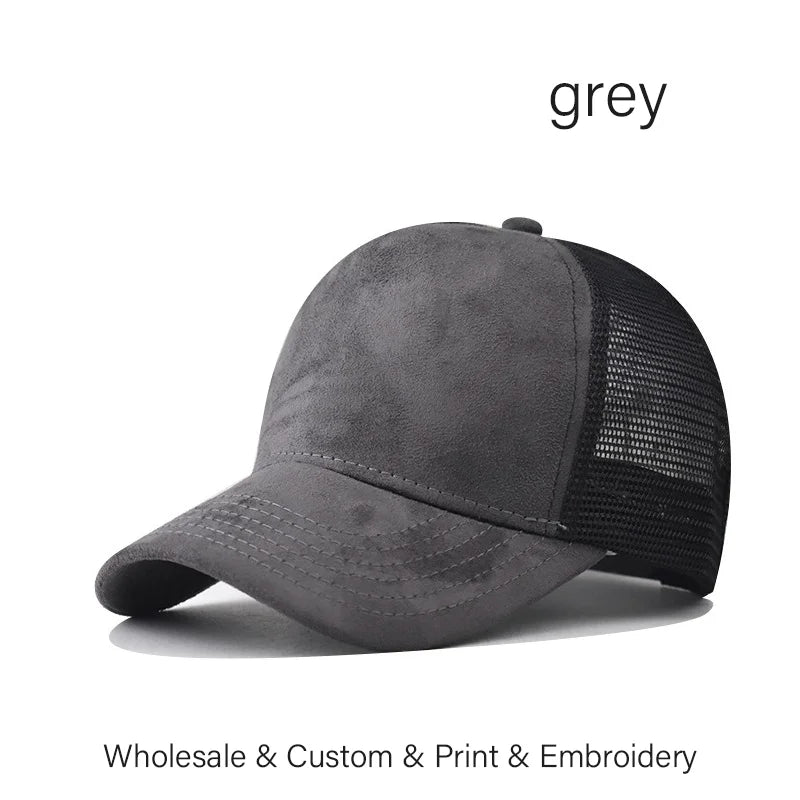 Custom Logo Suede Mesh Trucker Baseball Cap – Embroidery & Print
