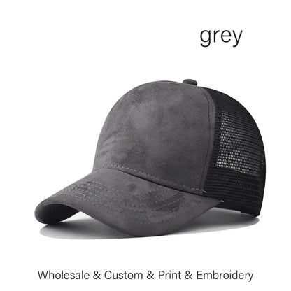 Custom Logo Suede Mesh Trucker Baseball Cap – Embroidery & Print
