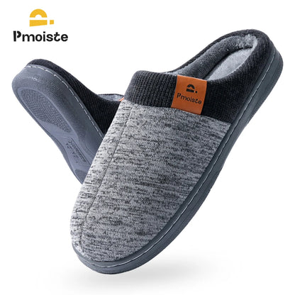 Men's Knitted Indoor Slippers with Anti-Slip TPR Sole