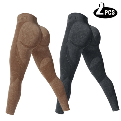 2-Pack High Waist Butt Lifting Yoga Leggings – Side Cutout Lace-Up