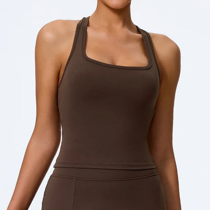 Women's Yoga Tank Top with Built-In Bra - Workout Vest