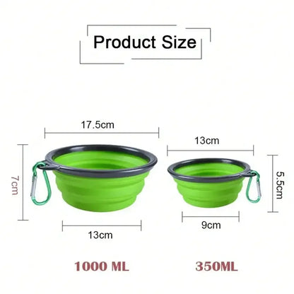 Collapsible Silicone Pet Travel Bowl – Portable Dog & Cat Feeder with Carabiner