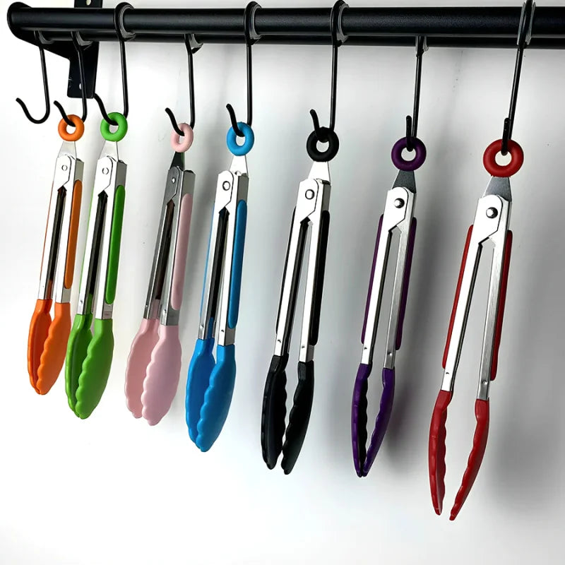 Stainless Steel Kitchen Tongs with Non-Slip Silicone Tips – Heat-Resistant BBQ & Cooking Tongs
