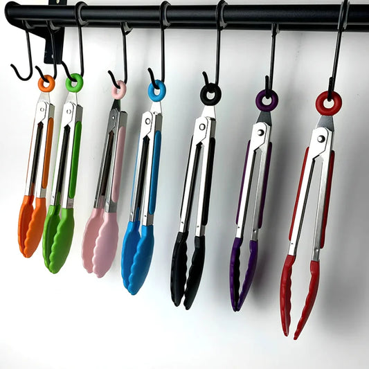 Stainless Steel Kitchen Tongs with Non-Slip Silicone Tips – Heat-Resistant BBQ & Cooking Tongs