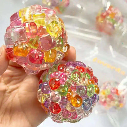 Colorful Ice Cube Bead Squeeze Stress Ball – Sensory Fidget Toy