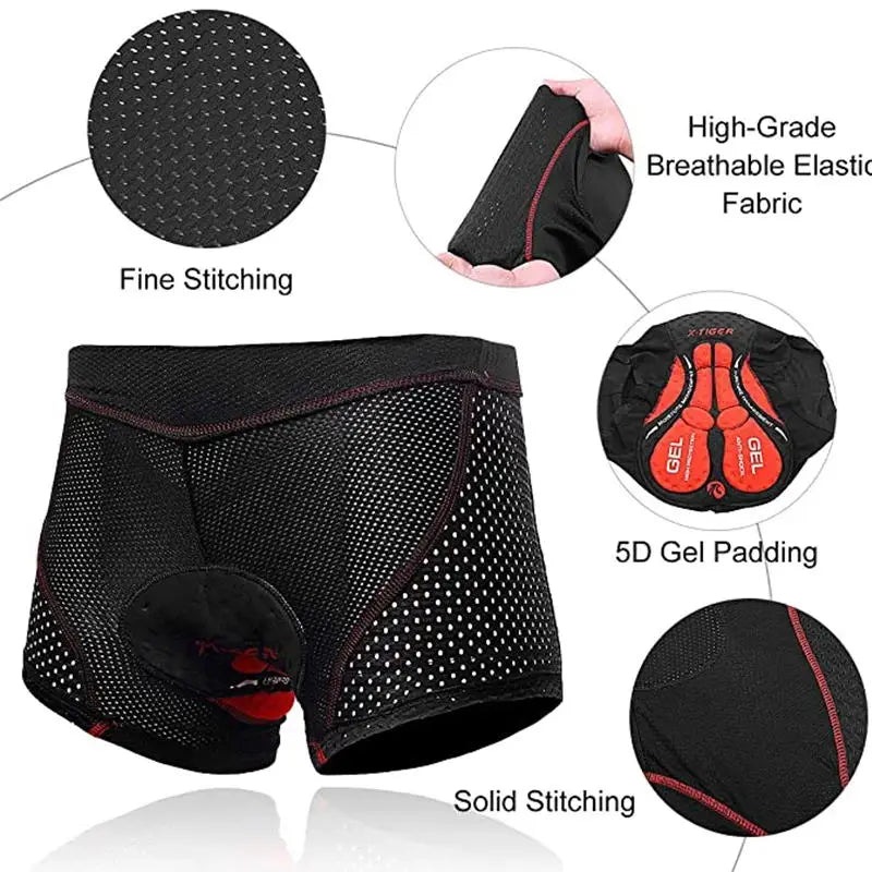 5D Gel Pad Men's Cycling Underwear Shorts – Breathable Bike Underpants