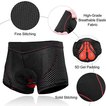 5D Gel Pad Men's Cycling Underwear Shorts – Breathable Bike Underpants