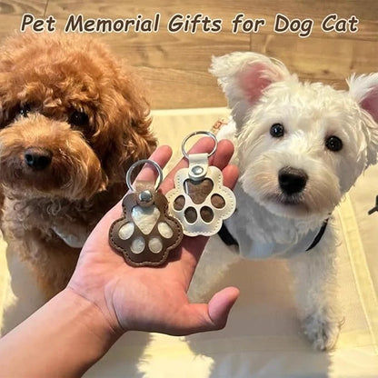 Pet Paw Leather Keychain – Memorial Keepsake for Dog & Cat Lovers