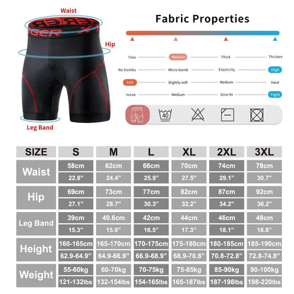 Gel Pad Cycling Shorts – X-Tiger Breathable MTB Underwear