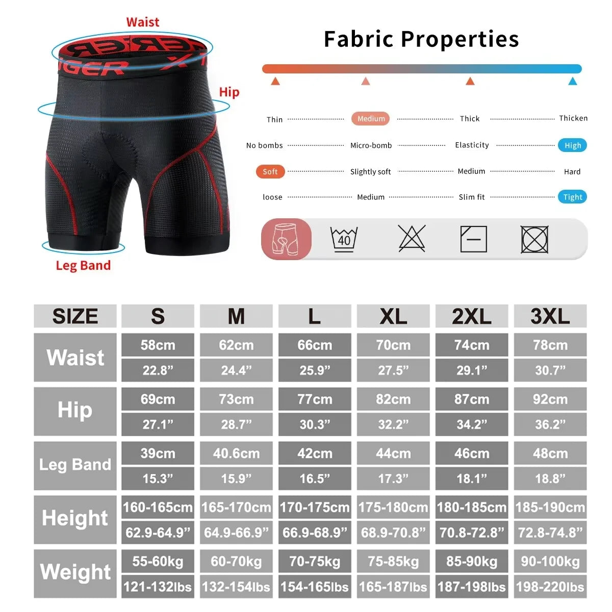 X-Tiger Cycling Underwear Shorts – Gel Pad & Breathable Mesh