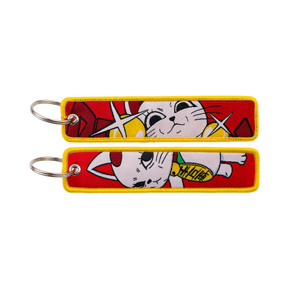 Anime Embroidery Keychain Tag – Cartoon Character Key Ring for Motorcycle, Car & Backpack