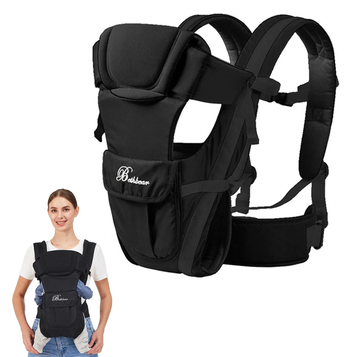 4-in-1 Ergonomic Baby Carrier – Infant Backpack Sling with Padded Support
