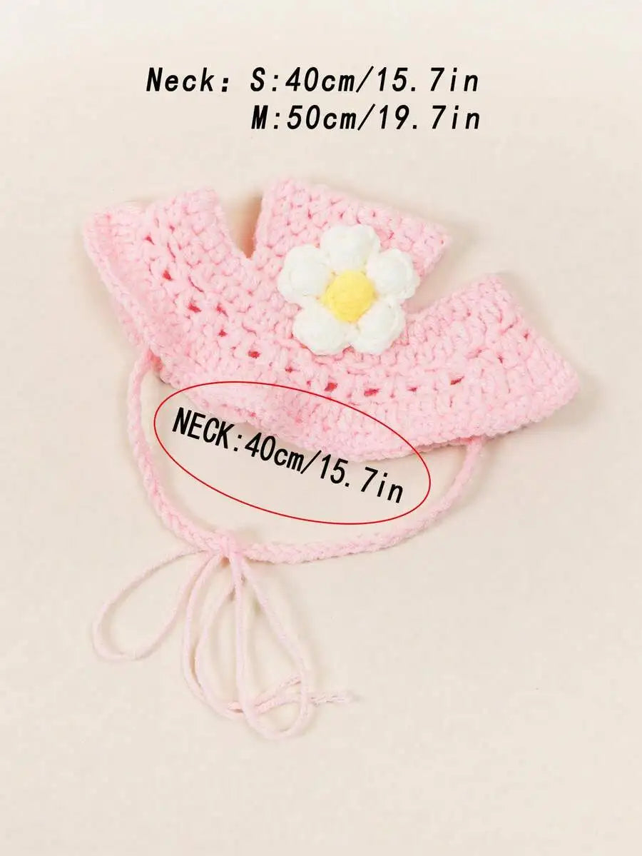 Knitted Pet Hat with Flower for Cats & Small Dogs