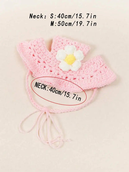 Knitted Pet Hat with Flower for Cats & Small Dogs