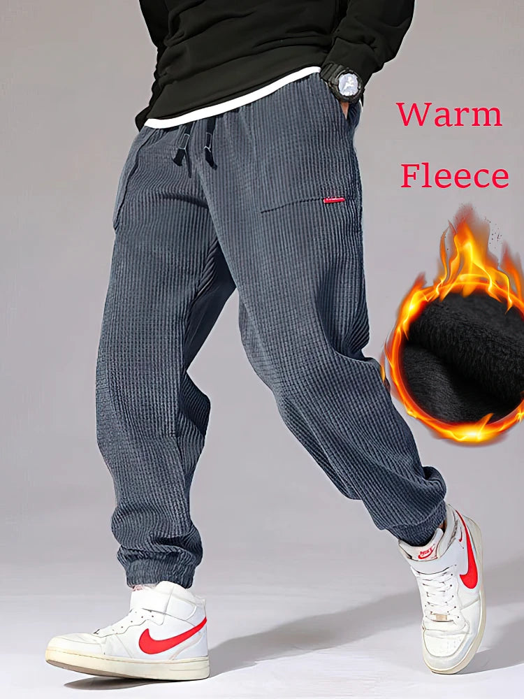 Men's Fleece-Lined Corduroy Jogger Pants – Warm Sweatpants
