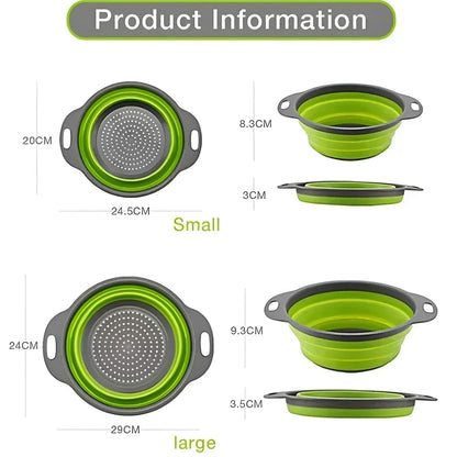 Collapsible Silicone Colander – Foldable Kitchen Strainer Basket
