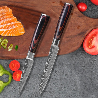 Professional Kitchen Knife Set – Stainless Steel Damascus-Style Blades